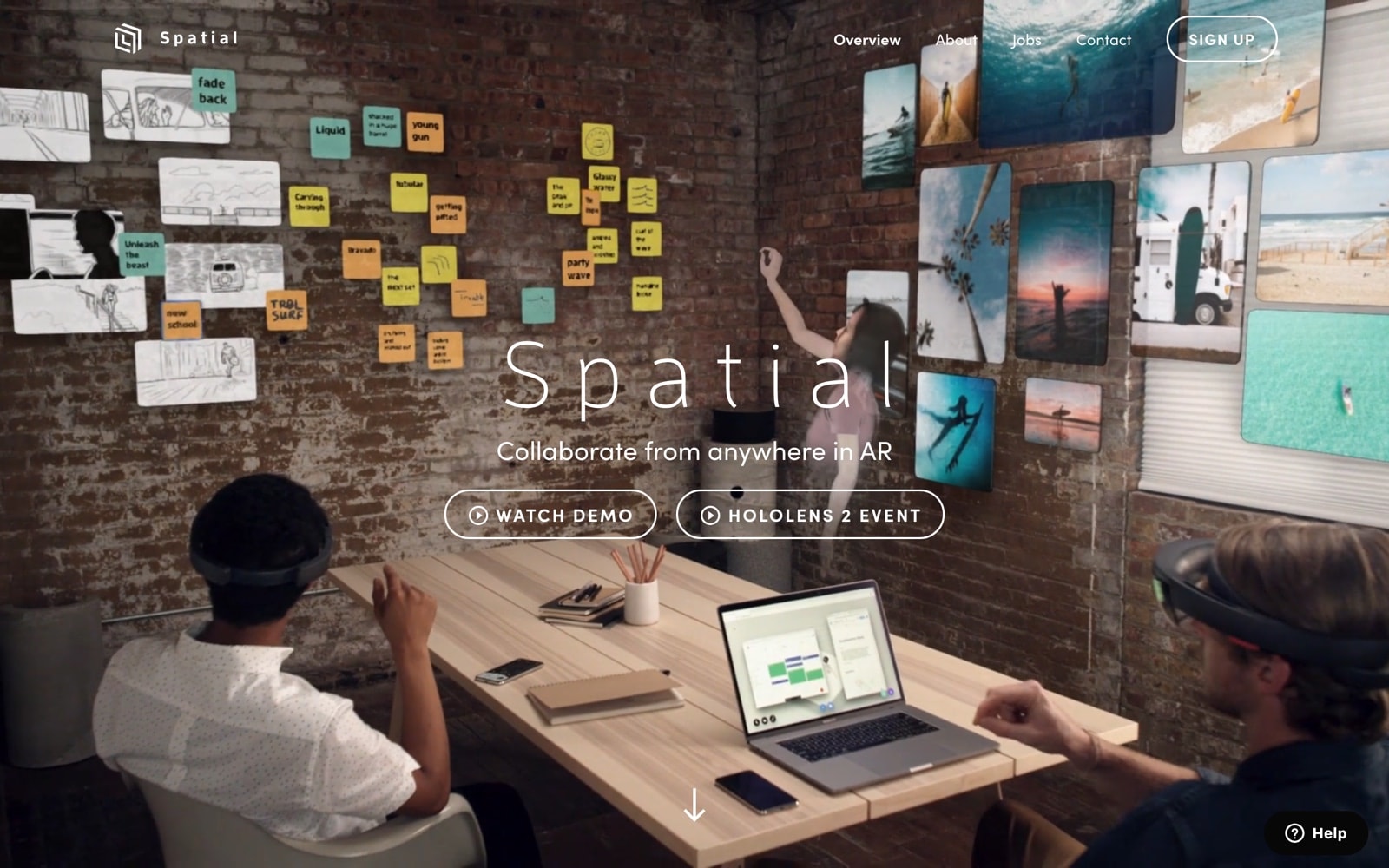 Spatial website in March 2020: 'Collaborate from anywhere in AR', with HoloLens 2 event links